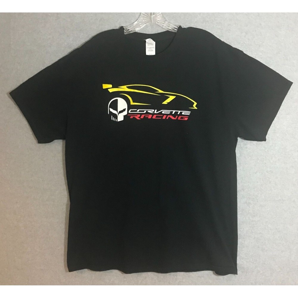 Corvette Racing Jake Skull art T-Shirt Mens XL Black Short Sleeve Cotton Chevy‎
